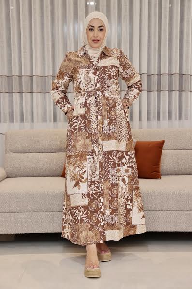 Robe chemise patchwork décontractée à manches longues mi-longues, col boutonné, poche,  bleu,vert,marron Tenue élégante maxi pour femmes en automne